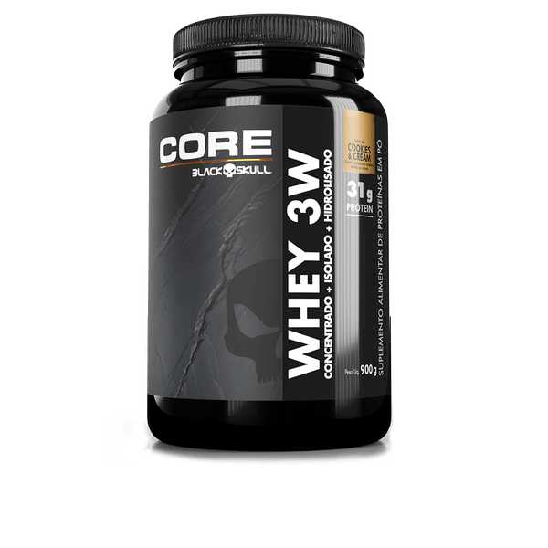 Whey 3W Core (WPC, WPI E WPH) - Pote 900g - Black Skull Whey 3W Core - Cookies e Cream - 900g