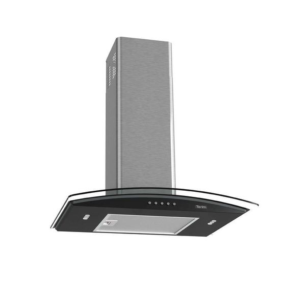 Coifa Terim de Parede Clean Vidro Curvo Black Kroma 60cm Preto Com Kromanox 220V