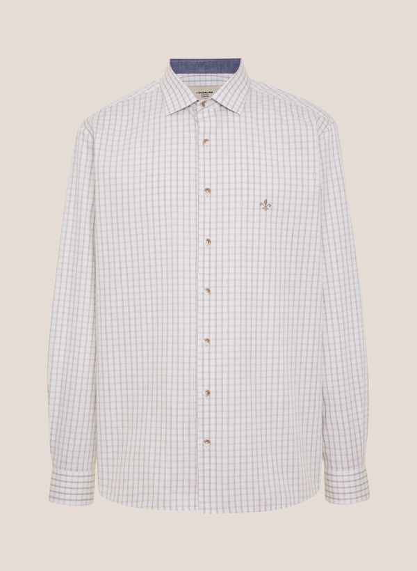Camisa Comfort Fit Xadrez Fio Melangê Dudalina Masculina 8