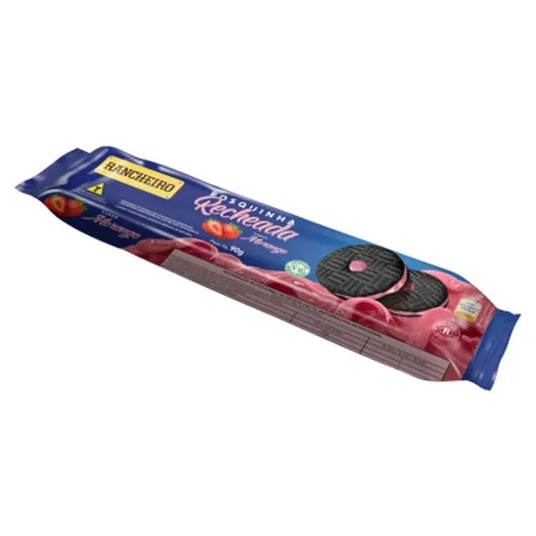 Biscoito Rancheiro Recheado Morango 90g BISCOITO RANCHEIRO 90G RECHEADO MORANGO