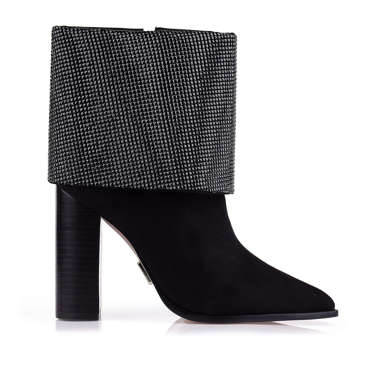 Bota Salto Alto Suede Preto