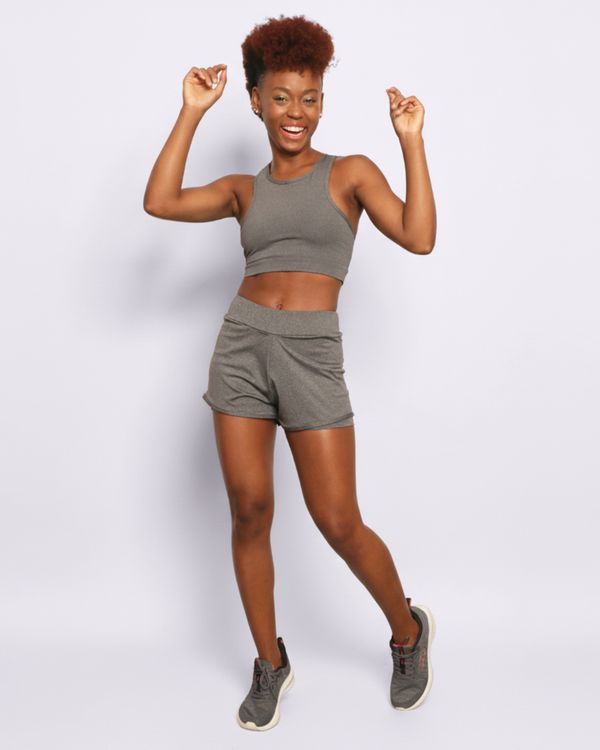 Short Fitness Feminino Curto Fitter Cinza M