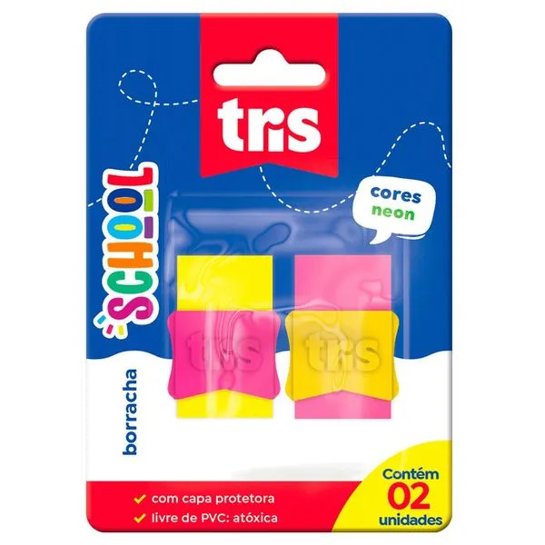 Borracha Tris School Neon com 2 Unidades 635989