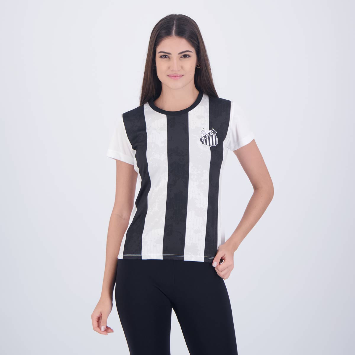 Camisa Santos Trix Feminina Preta e Branca