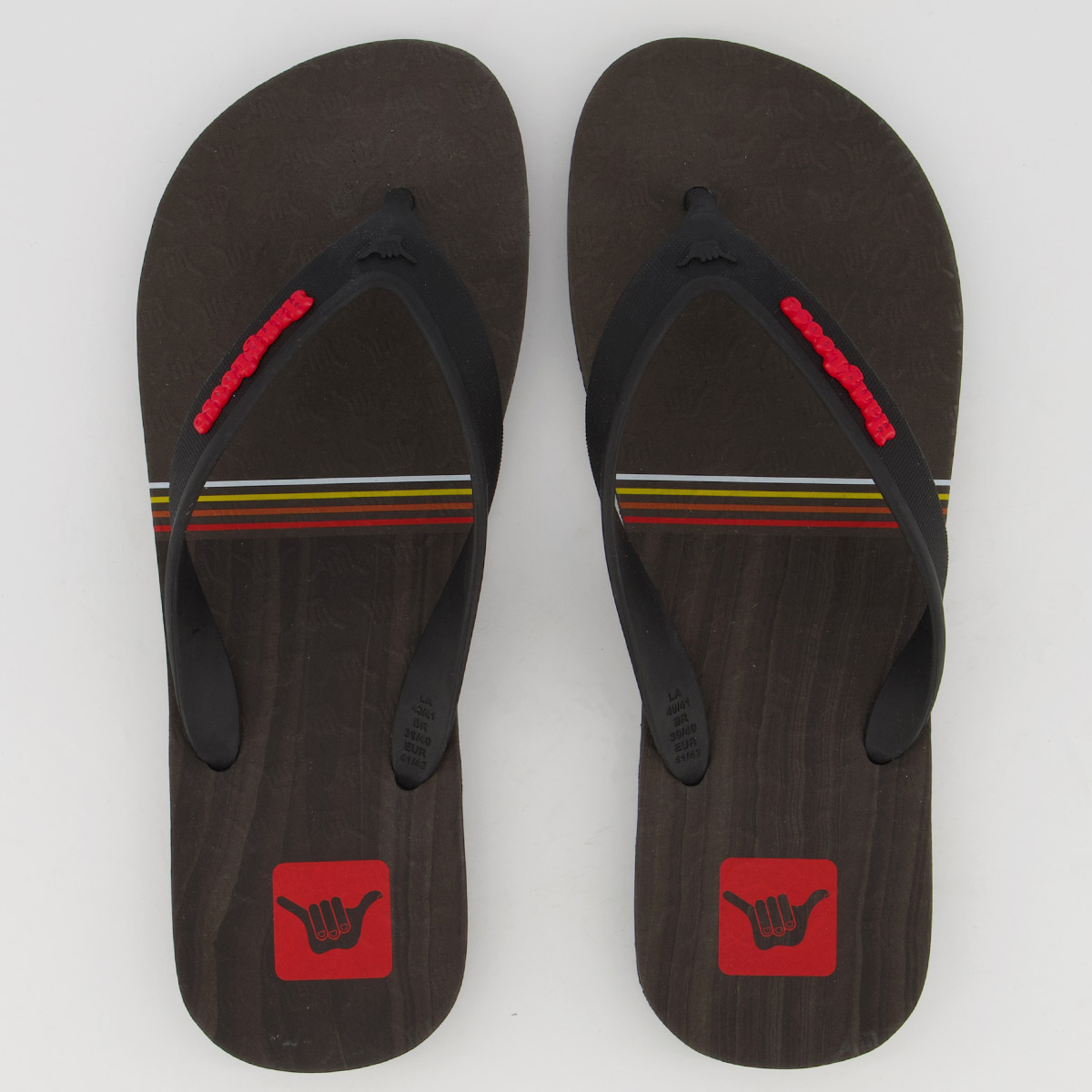 Chinelo Hang Loose Marble Preto e Vermelho