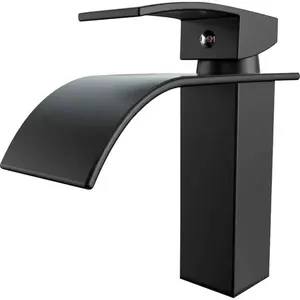 Torneira Cascata Monocomando de Mesa para Banheiro BAR-003 Latão Bica Fixa Fosco Preta Stillus Home Torneira Cascata Monocomando de Mesa BAR-003 Latão Bica Fixa Preta Stillus Home