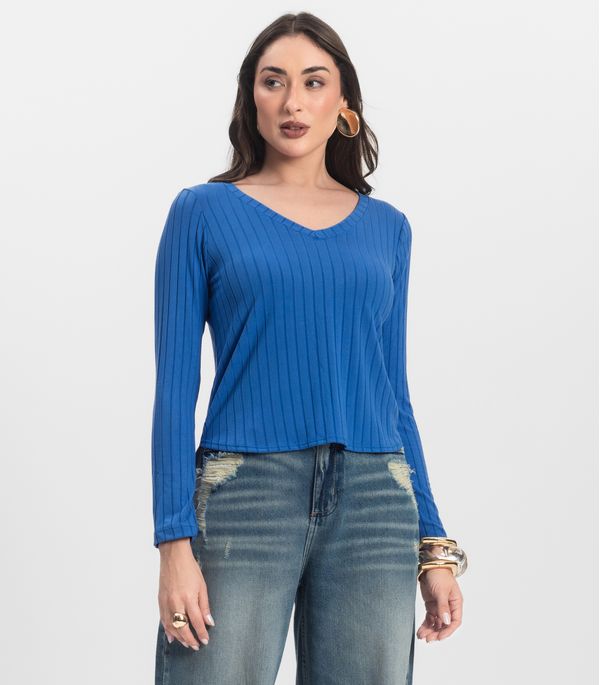 Blusa Manga Longa Infinita Cor Azul G