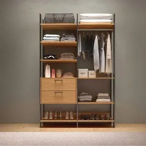 Closet Tw403 2 Gavetas 9 Prateleiras em MDF 145,5cm Freijó-Preto Fosco Dalla Costa Móveis Closet Tw403 2 Gavetas em MDF 145,5cm Freijó-Preto Dalla Costa Móveis