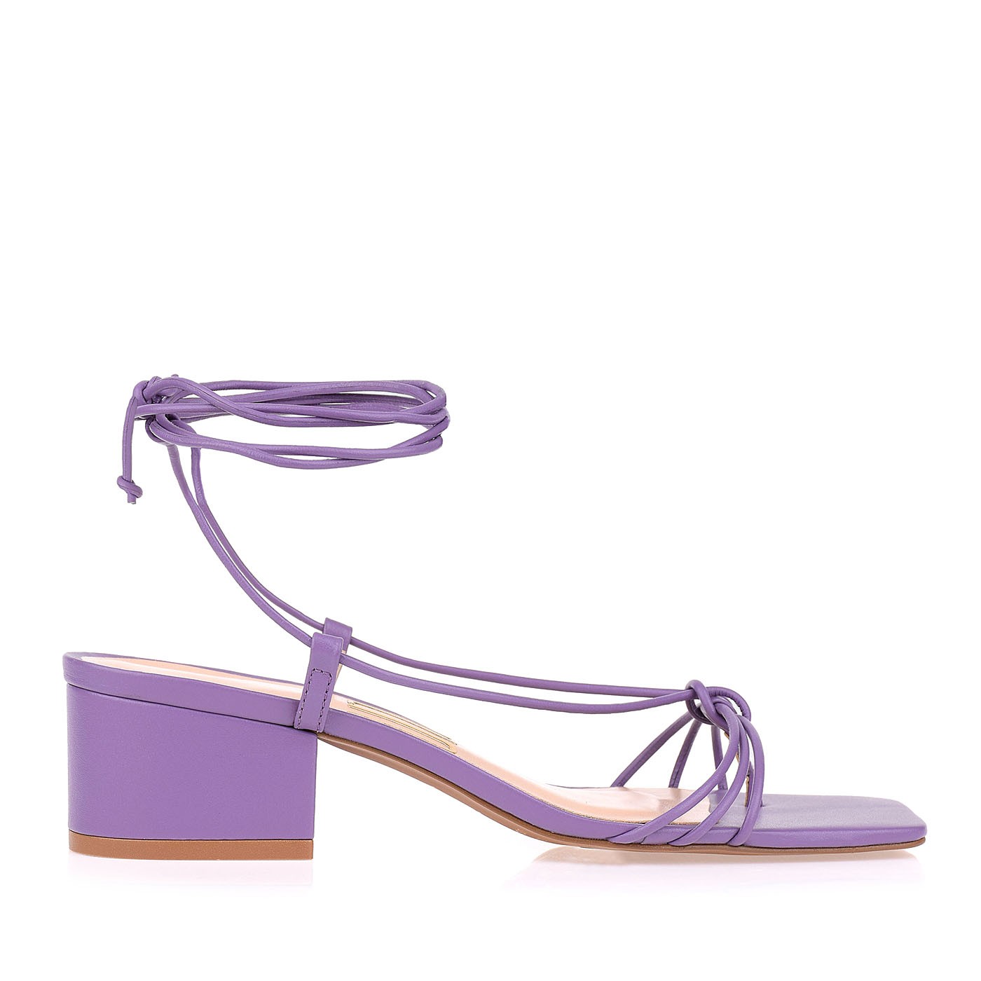 Sandália Salto Médio New Couro Lilac