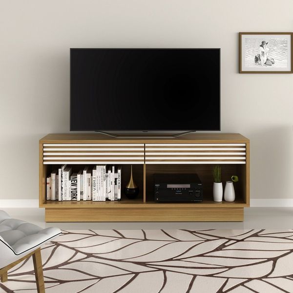 Rack para TV até 42 Polegadas 150cm Sala de Estar Moderno 1,5 Metros - Tvs , com 2 Gavetas Bege Natural Natural