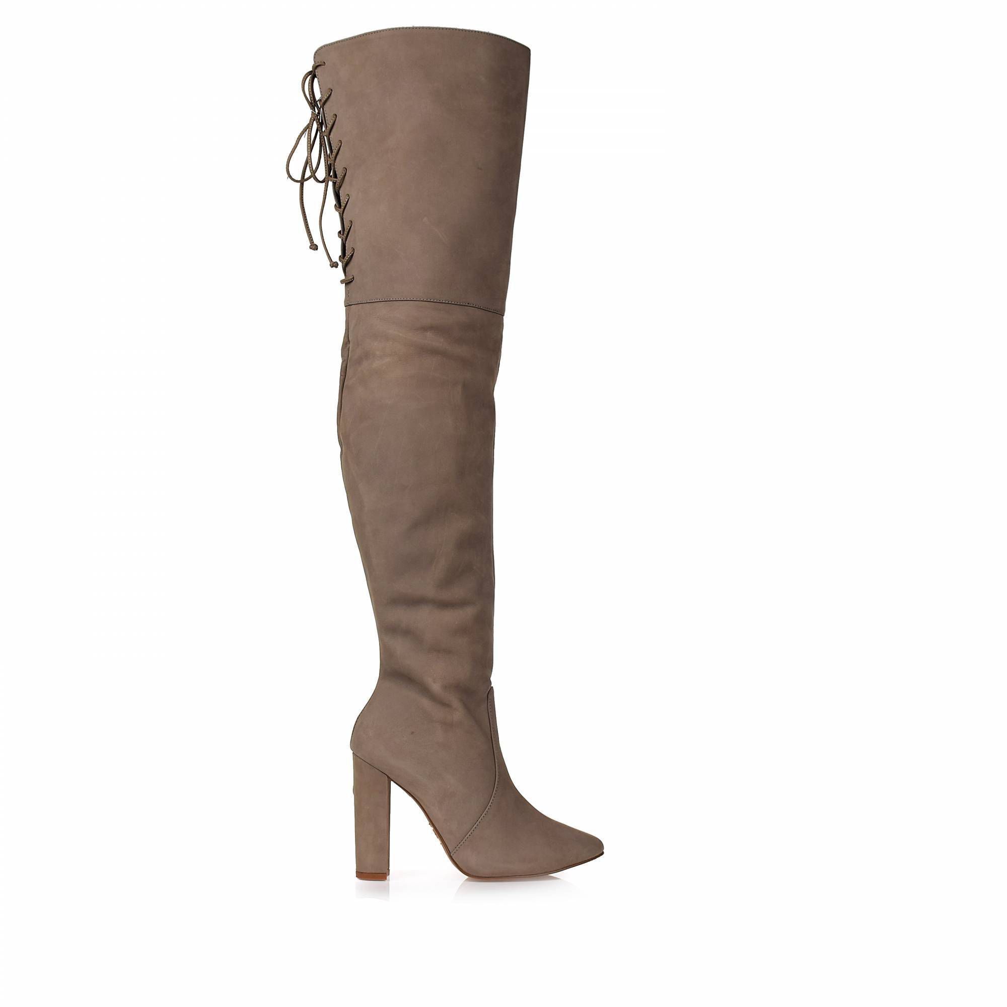 Bota Salto Alto Nobuck Ocre