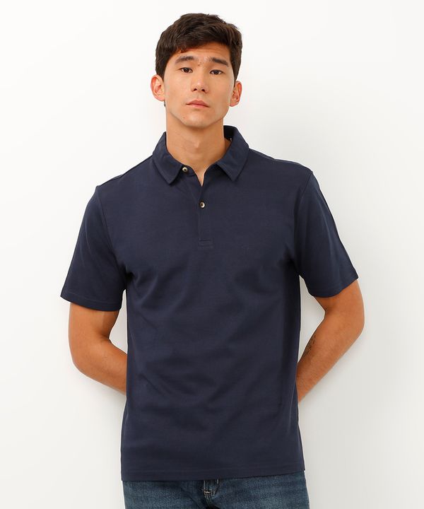 polo comfort texturizada azul marinho GG
