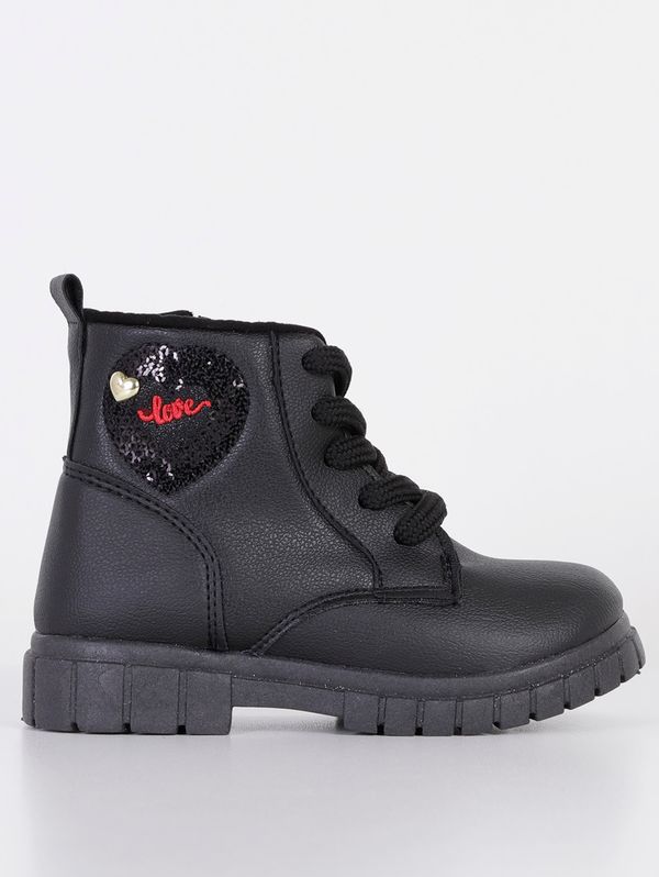 Bota Coturno Infantil Para Menina - Preto 27