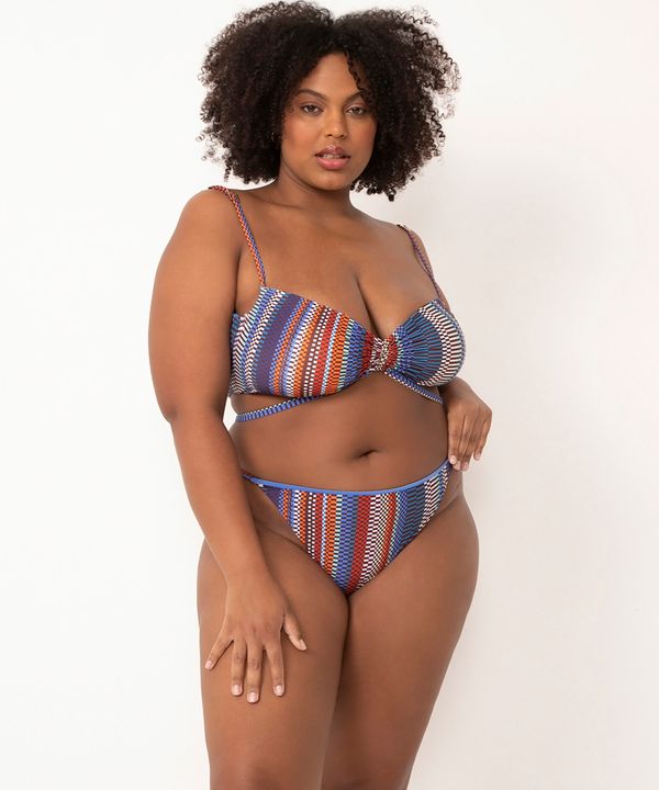 biquíni top plus size franzido mar com bojo removível cosmo com proteção uv50 azul GG1
