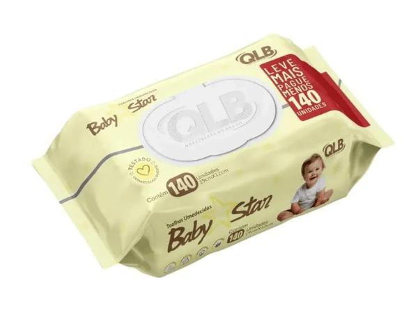 Toalha Umedecida Babystar com 140 Unidades