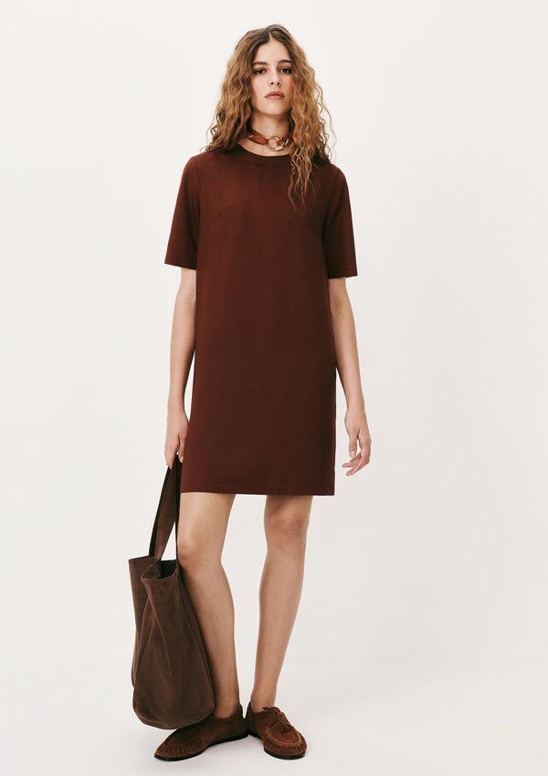 Vestido Curto Em Viscose Creponada - Marsala XP