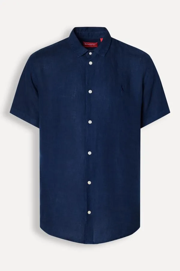 Camisa Manga Curta Linho Tech Marinho - P