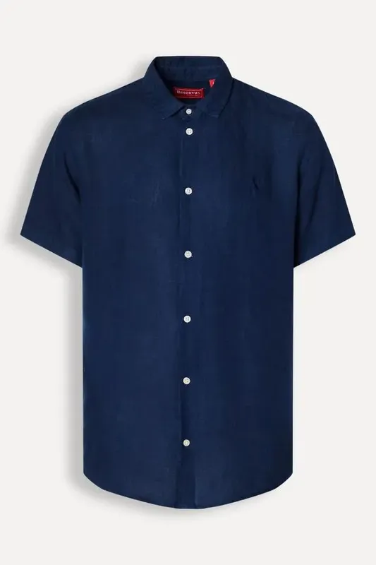 Camisa Manga Curta Linho Tech Marinho - P