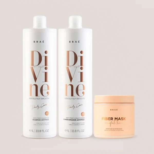 KIT Divine Shampoo 1L + Condicionador 1L + Fiber Mask 500g
