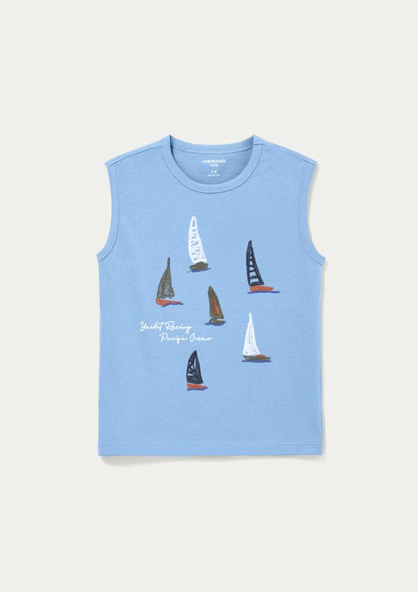 Regata Infantil Menino Em Malha Com Estampa - Azul 008