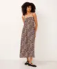 vestido midi de viscose alça fina animal print bege G