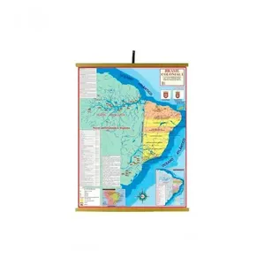 Mapa Educativo Sonho de Criança Brasil Colonial I Plastificado com Moldura em Madeira 1200x900mm Mapa Educativo Sonho de Criança Brasil Colonial I Plastificado 1200x900mm