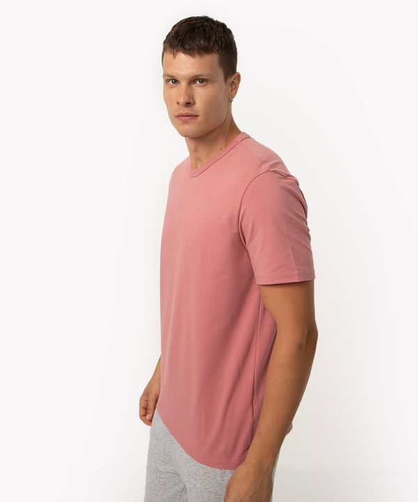camiseta de algodão básica manga curta gola redonda rosa médio M