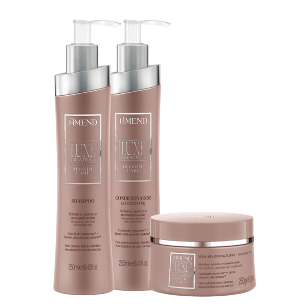 Kit Shampoo, Condicionandor e Máscara Amend Luxe Creations Blonde Care