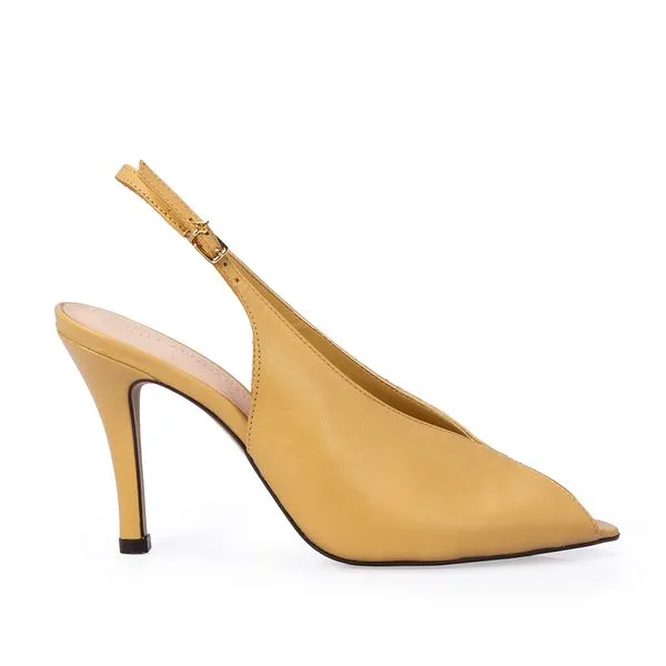 Sandália Slingback Couro Bege Savana 36
