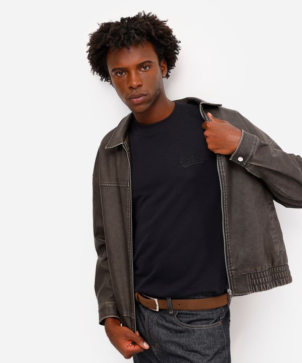 camiseta masculina de algodão manga curta brooklyn preta G