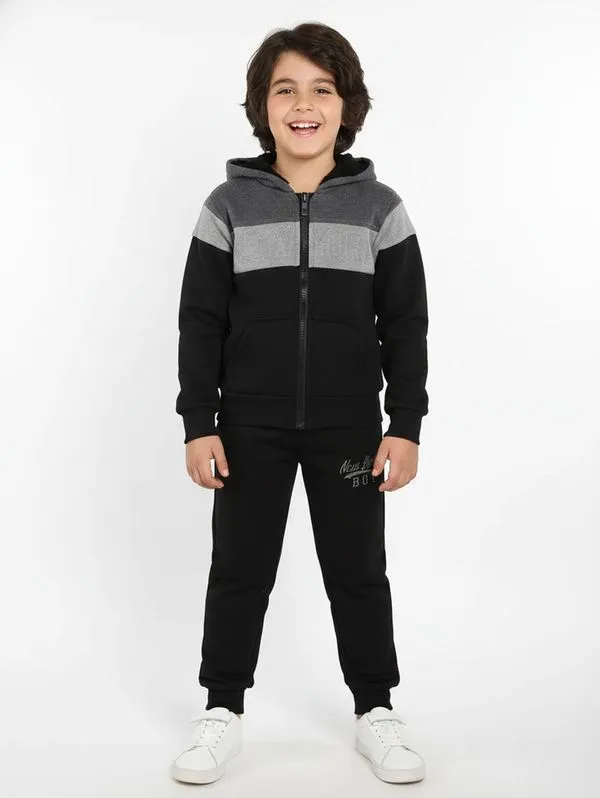 Conjunto Com Capuz Infantil Para Menino - PRETO 6