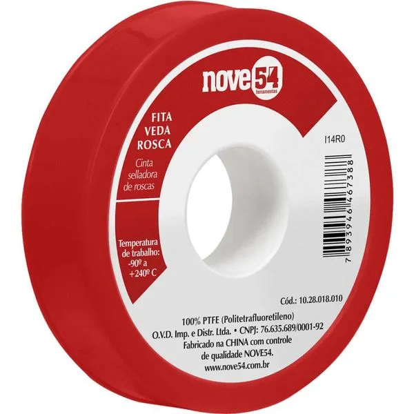 Fita Veda-Rosca 18mm x 10m Branca 100% PTFE - NOVE54