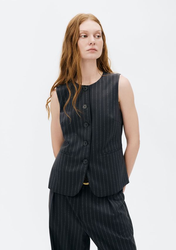 Colete Feminino Alongado Fio Tinto - Cinza M