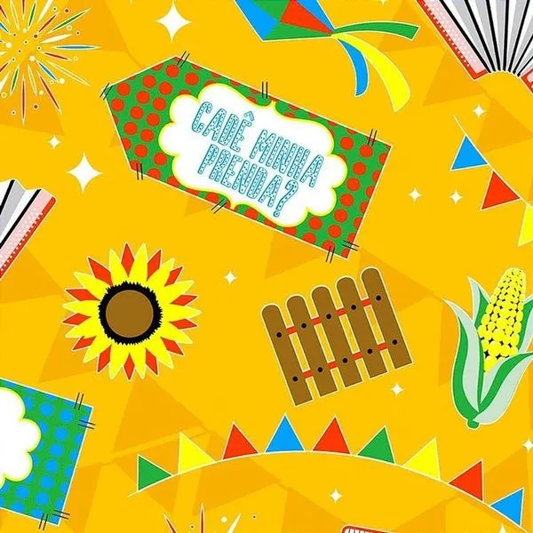 TNT Estampado Festa Junina Festa no Arraia TNT 100% Polipropileno 1,40M X 10M Rolo Amarelo Mewi TNT Estampado Festa Junina Festa no Arraia 1,40M X 10M Amarelo Mewi