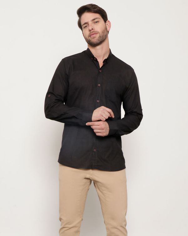 Camisa Masculina Social Manga Longa Flame Preta 1