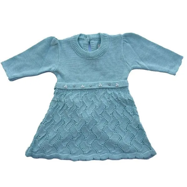 Vestido de Tricô Serena Com Cinto Removível Bordado Verde M