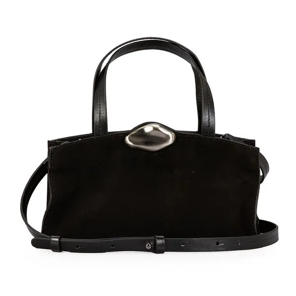 Bolsa Tote Couro Suede Preta