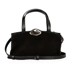 Bolsa Tote Couro Suede Preta
