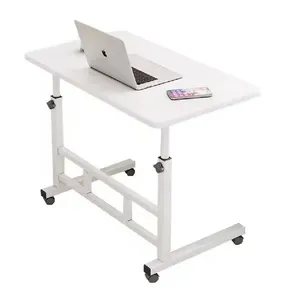 Mesa Notebook Altura Ajustavel Home Office Multifuncional Com Rodinhas Escrivaninha Sala Sofa Branco