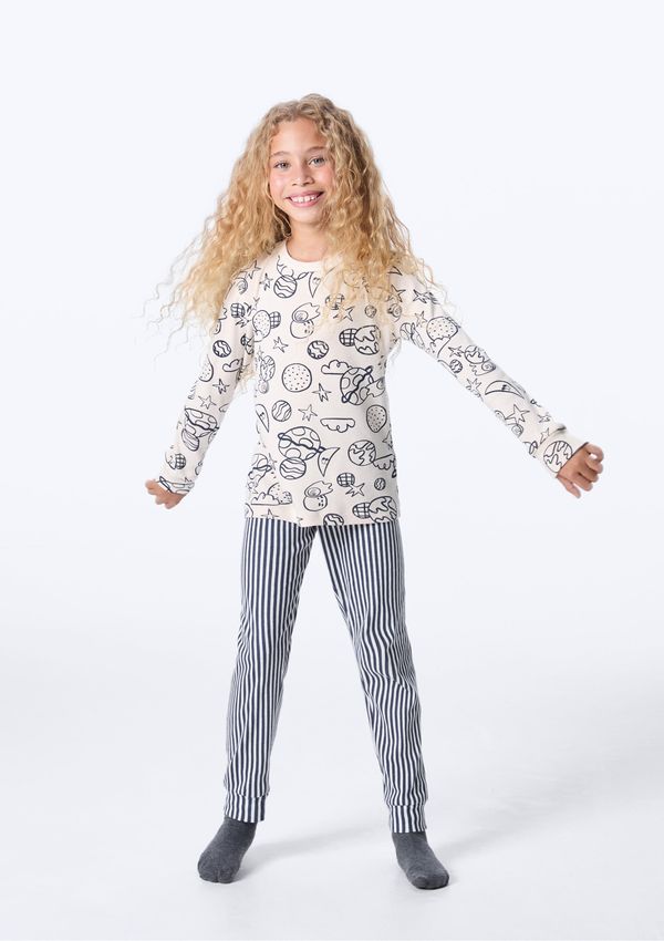 Pijama Infantil Estampado - Off white 012