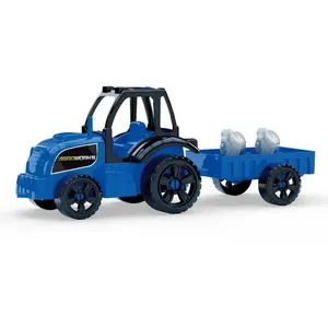 Miniatura de Brinquedo Trator Carreta Agroworks II Conjunto Agrícola Amarelo Vermelho e Azul GGB Plast Miniatura Trator Carreta Agroworks II Conjunto Agrícola GGB Plast