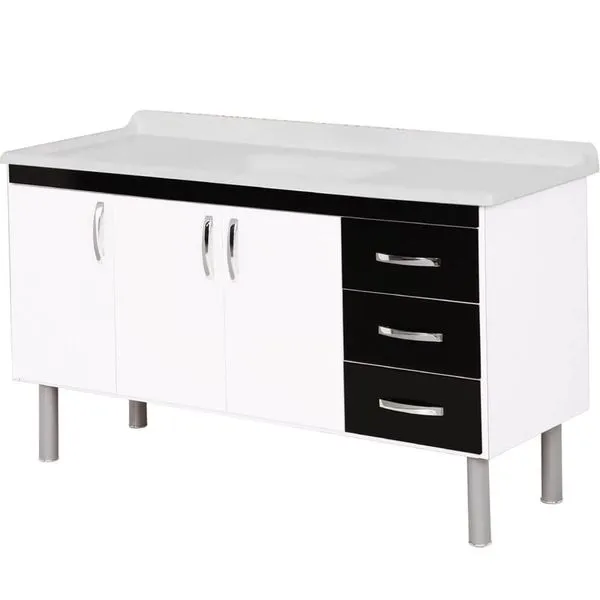Armário Tóquio 144,2cm Branco com Preto - 539415 - A.J.RORATO