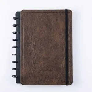 Caderno de Disco Disko Couro Brown Reposicionável Capa Dura Médio 190MM X 255MM Marrom Caderno de Disco Disko Couro Brown Reposicionável Capa Dura Médio Marrom