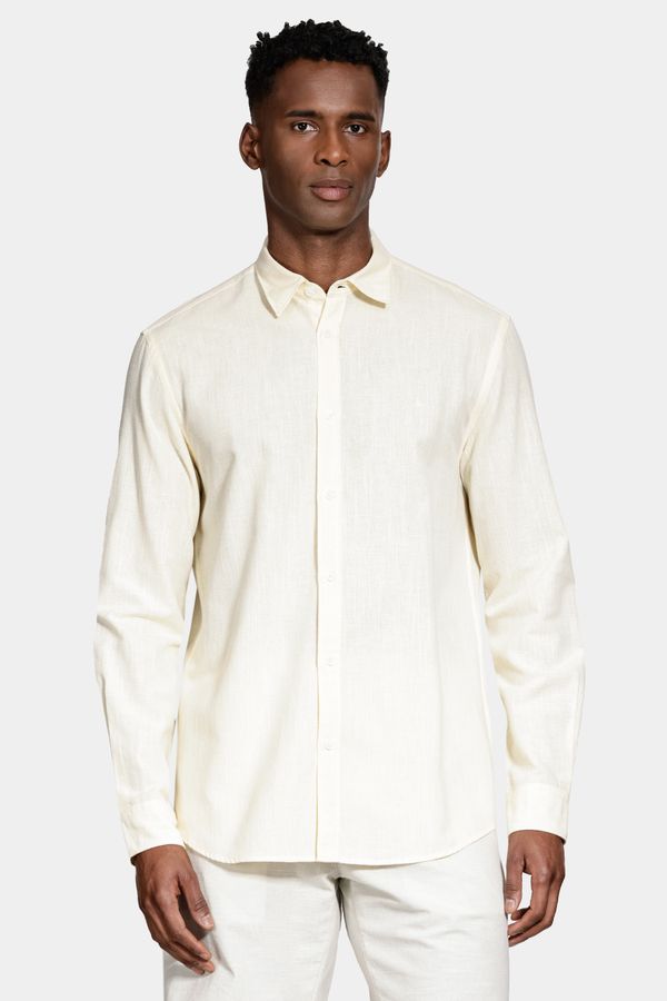 Camisa Manga Longa Regular Algodão Com Bordado Amarelo - G
