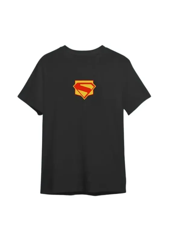 Camiseta Esportiva Preta Manga Curta Superman Retrô 12 / Preto