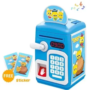 Cofre Digital Infantil Eletrônico com Senha Biometria Entrada Automática para Notas e Moedas Cofre Digital Infantil Eletrônico com Senha Sensor de Impressão e Funções de Áudio