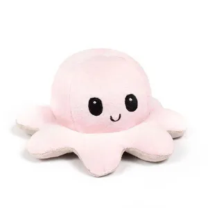 Polvo Humor Reversível De Pelúcia Feliz Triste Rosa E Bege