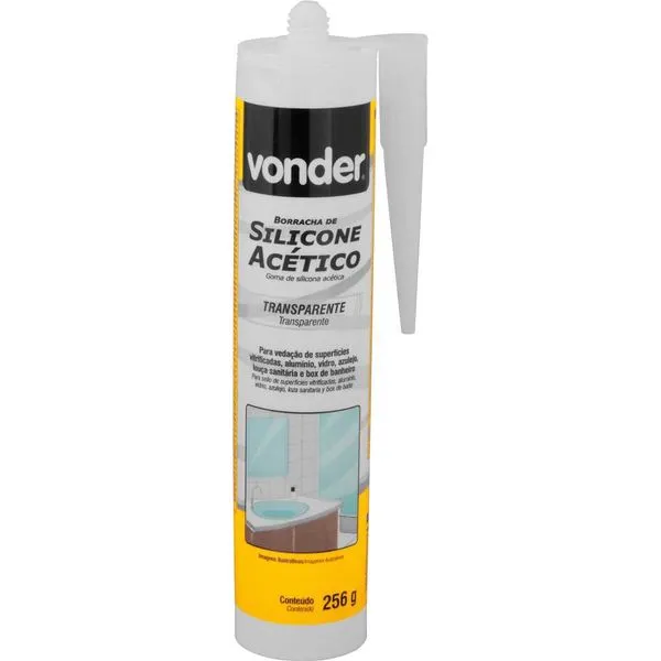 Borracha de silicone acético transparente 256g (embalagem com 24 unidades) VONDER