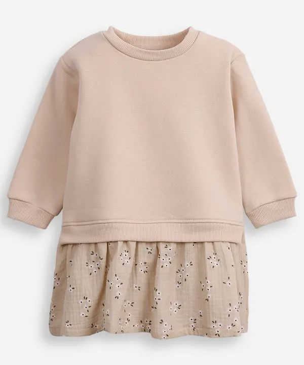 vestido de moletom infantil floral bege 1