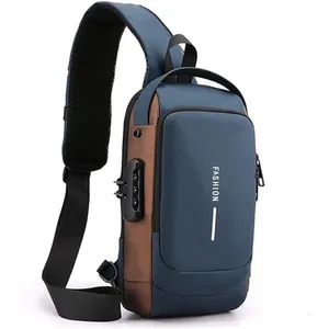 Pochet Masculina Com Cadeado Prova D'água Anti-roubo Azul